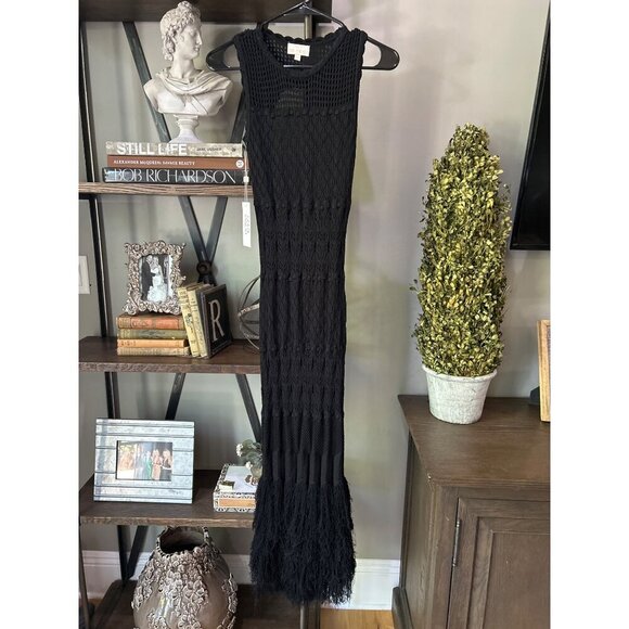 TORN BY RONNY KOBO Ryan Knit Fringe Midi Dress Black Womens Size Small - Picture 4 of 13